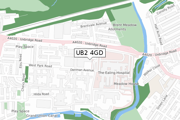 UB2 4GD map - large scale - OS Open Zoomstack (Ordnance Survey)