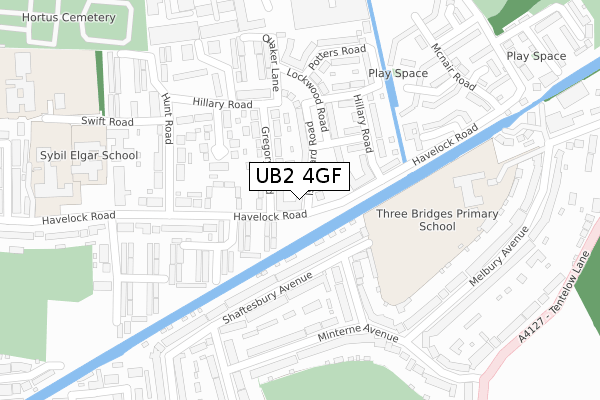 UB2 4GF map - large scale - OS Open Zoomstack (Ordnance Survey)