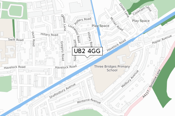 UB2 4GG map - large scale - OS Open Zoomstack (Ordnance Survey)