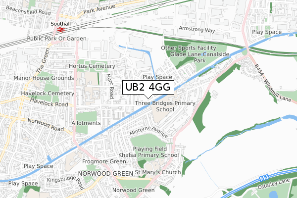 UB2 4GG map - small scale - OS Open Zoomstack (Ordnance Survey)