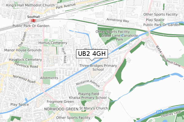 UB2 4GH map - small scale - OS Open Zoomstack (Ordnance Survey)