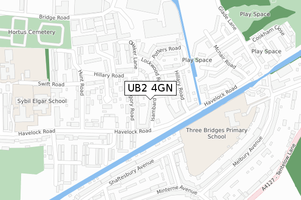 UB2 4GN map - large scale - OS Open Zoomstack (Ordnance Survey)
