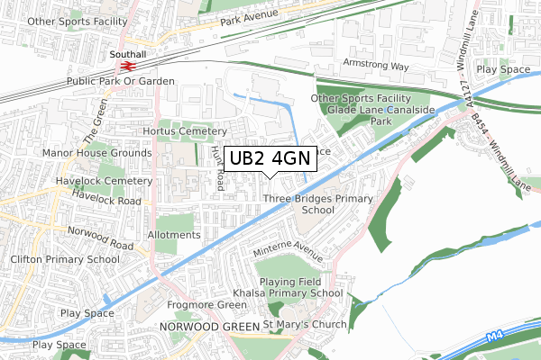 UB2 4GN map - small scale - OS Open Zoomstack (Ordnance Survey)