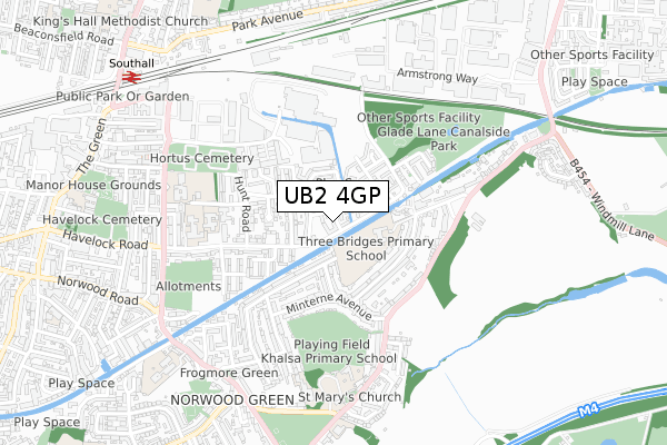 UB2 4GP map - small scale - OS Open Zoomstack (Ordnance Survey)
