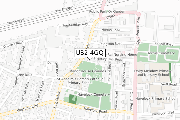 UB2 4GQ map - large scale - OS Open Zoomstack (Ordnance Survey)