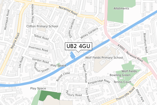 UB2 4GU map - large scale - OS Open Zoomstack (Ordnance Survey)