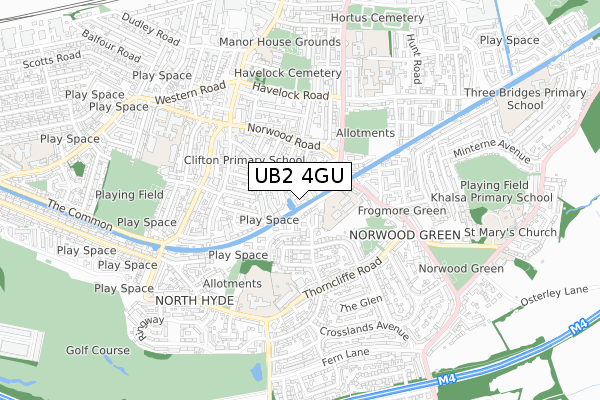 UB2 4GU map - small scale - OS Open Zoomstack (Ordnance Survey)