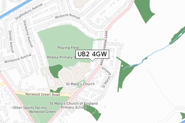 UB2 4GW map - large scale - OS Open Zoomstack (Ordnance Survey)