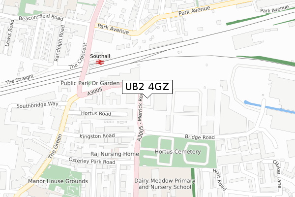 UB2 4GZ map - large scale - OS Open Zoomstack (Ordnance Survey)