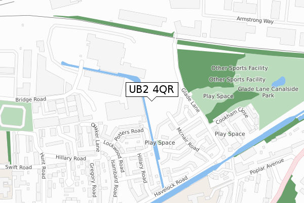 UB2 4QR map - large scale - OS Open Zoomstack (Ordnance Survey)