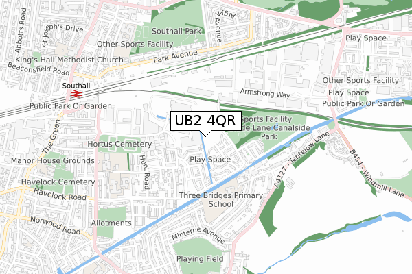 UB2 4QR map - small scale - OS Open Zoomstack (Ordnance Survey)
