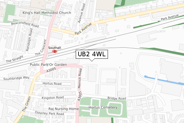 UB2 4WL map - large scale - OS Open Zoomstack (Ordnance Survey)