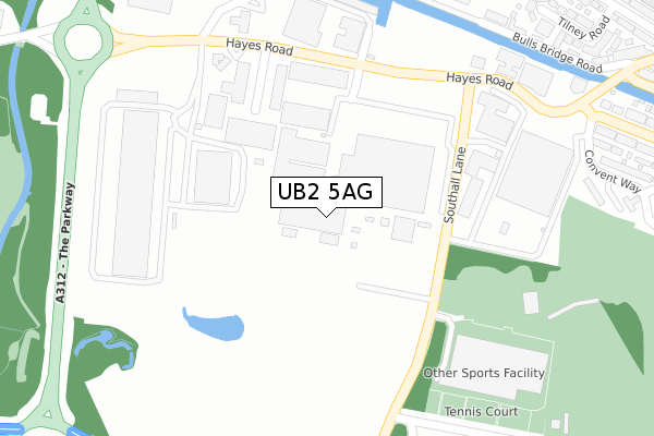 UB2 5AG map - large scale - OS Open Zoomstack (Ordnance Survey)