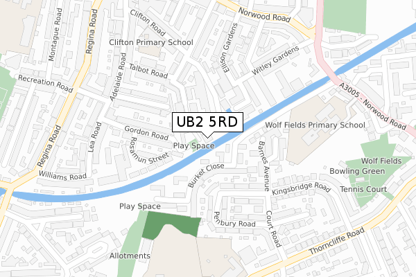 UB2 5RD map - large scale - OS Open Zoomstack (Ordnance Survey)