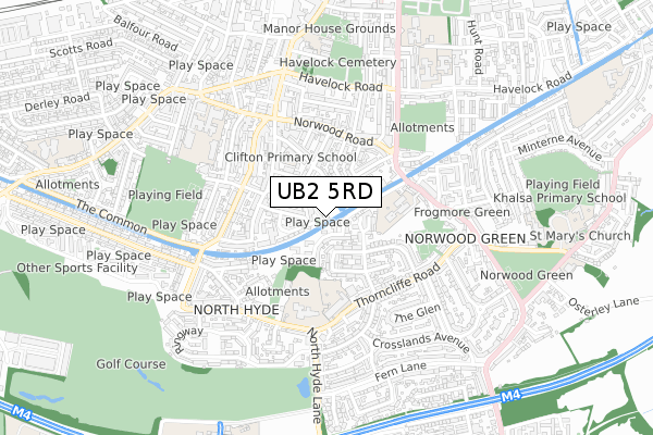 UB2 5RD map - small scale - OS Open Zoomstack (Ordnance Survey)