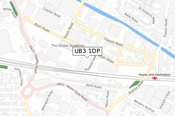 UB3 1DP map - large scale - OS Open Zoomstack (Ordnance Survey)