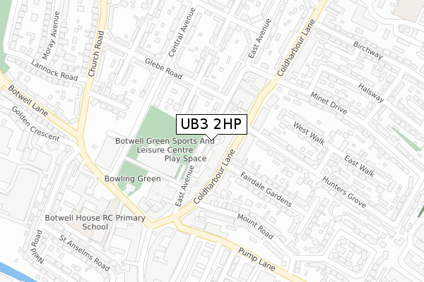 UB3 2HP map - large scale - OS Open Zoomstack (Ordnance Survey)