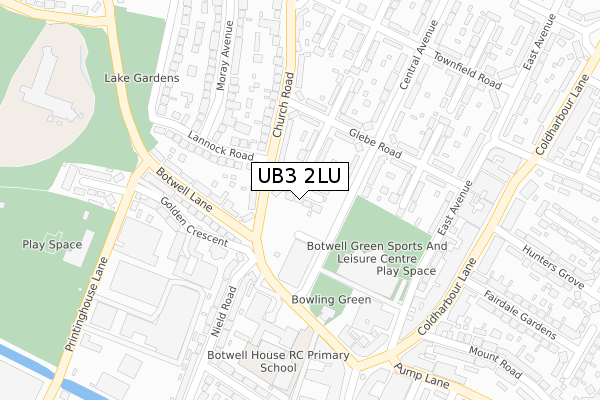 UB3 2LU map - large scale - OS Open Zoomstack (Ordnance Survey)