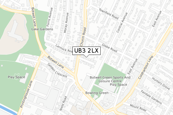 UB3 2LX map - large scale - OS Open Zoomstack (Ordnance Survey)