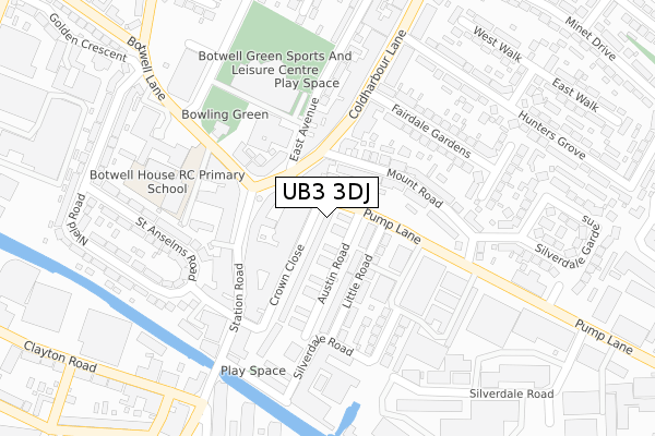 UB3 3DJ map - large scale - OS Open Zoomstack (Ordnance Survey)