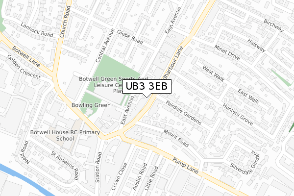 UB3 3EB map - large scale - OS Open Zoomstack (Ordnance Survey)