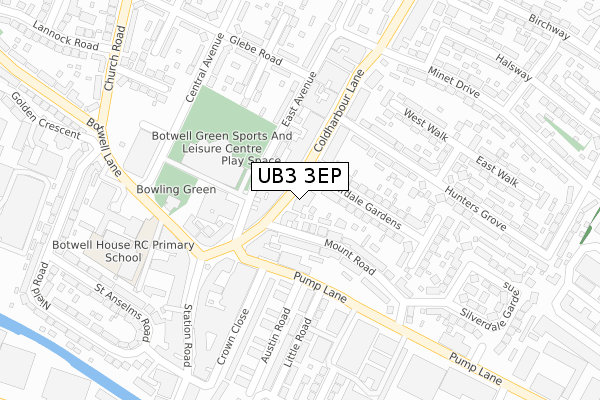 UB3 3EP map - large scale - OS Open Zoomstack (Ordnance Survey)
