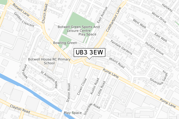 UB3 3EW map - large scale - OS Open Zoomstack (Ordnance Survey)