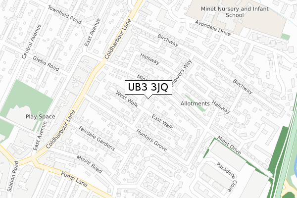 UB3 3JQ map - large scale - OS Open Zoomstack (Ordnance Survey)