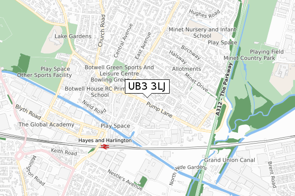 UB3 3LJ map - small scale - OS Open Zoomstack (Ordnance Survey)