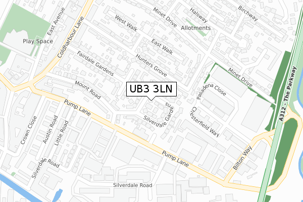 UB3 3LN map - large scale - OS Open Zoomstack (Ordnance Survey)