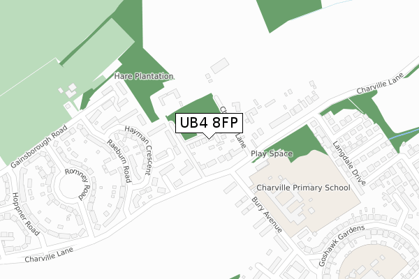 UB4 8FP map - large scale - OS Open Zoomstack (Ordnance Survey)