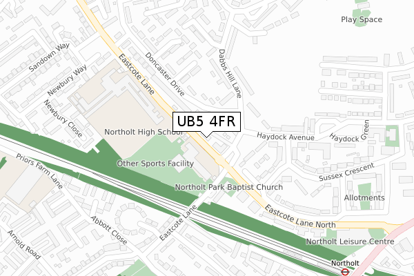 UB5 4FR map - large scale - OS Open Zoomstack (Ordnance Survey)