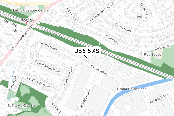 UB5 5XS map - large scale - OS Open Zoomstack (Ordnance Survey)