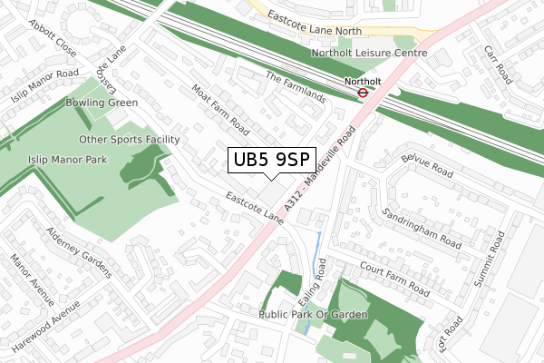 UB5 9SP map - large scale - OS Open Zoomstack (Ordnance Survey)