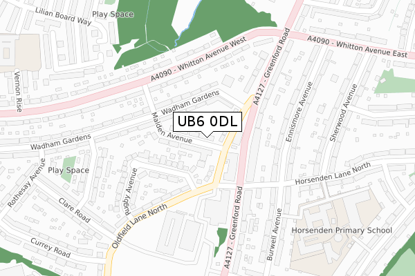 UB6 0DL map - large scale - OS Open Zoomstack (Ordnance Survey)