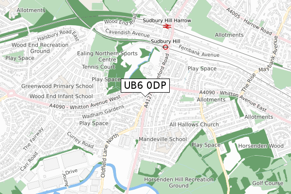 UB6 0DP map - small scale - OS Open Zoomstack (Ordnance Survey)