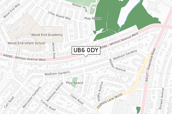 UB6 0DY map - large scale - OS Open Zoomstack (Ordnance Survey)