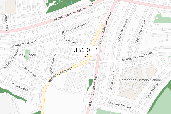 UB6 0EP map - large scale - OS Open Zoomstack (Ordnance Survey)