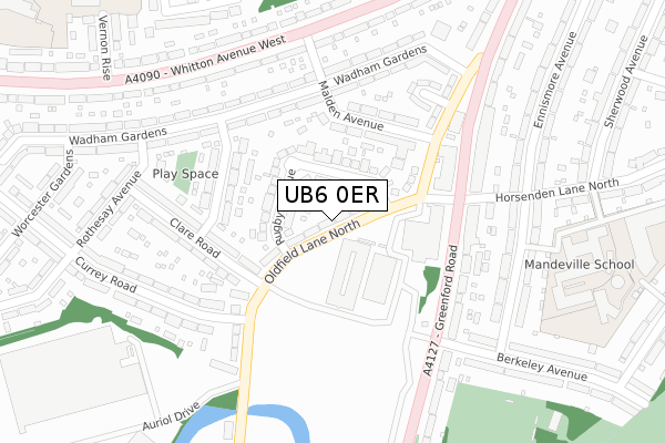 UB6 0ER map - large scale - OS Open Zoomstack (Ordnance Survey)