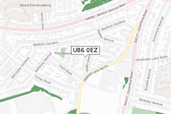 UB6 0EZ map - large scale - OS Open Zoomstack (Ordnance Survey)