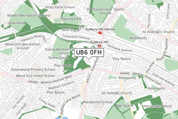 UB6 0FH map - small scale - OS Open Zoomstack (Ordnance Survey) UB6 0FH map - small scale - OS Open Zoomstack (Ordnance Survey)