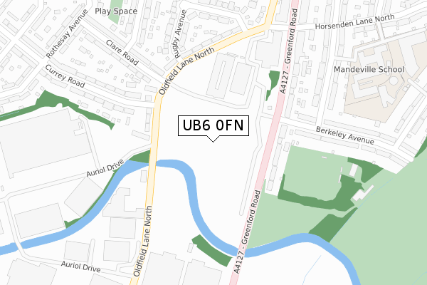 UB6 0FN map - large scale - OS Open Zoomstack (Ordnance Survey)