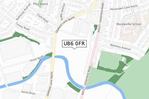 UB6 0FR map - large scale - OS Open Zoomstack (Ordnance Survey)