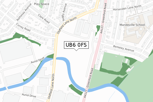 UB6 0FS map - large scale - OS Open Zoomstack (Ordnance Survey)