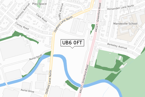 UB6 0FT map - large scale - OS Open Zoomstack (Ordnance Survey)