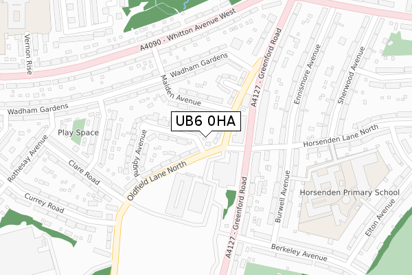 UB6 0HA map - large scale - OS Open Zoomstack (Ordnance Survey)