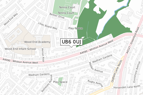 UB6 0UJ map - large scale - OS Open Zoomstack (Ordnance Survey)
