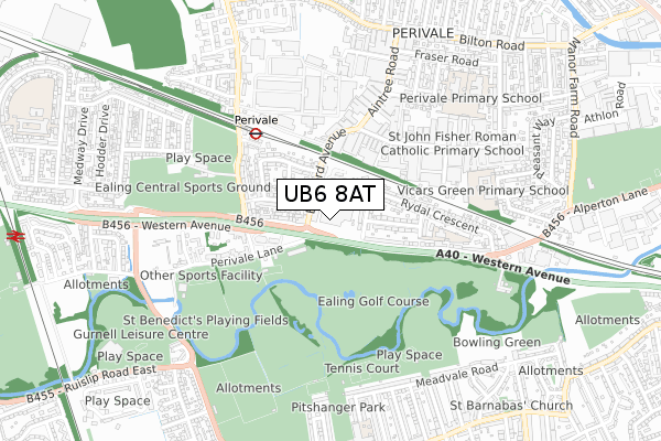 UB6 8AT map - small scale - OS Open Zoomstack (Ordnance Survey)