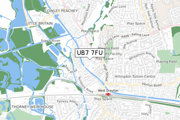 UB7 7FU map - small scale - OS Open Zoomstack (Ordnance Survey)