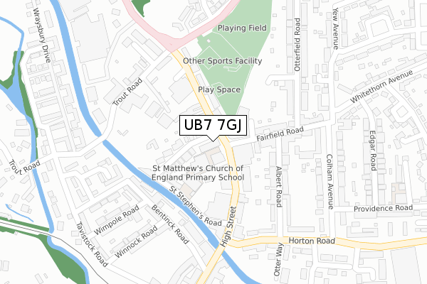 UB7 7GJ map - large scale - OS Open Zoomstack (Ordnance Survey) UB7 7GJ map - large scale - OS Open Zoomstack (Ordnance Survey)
